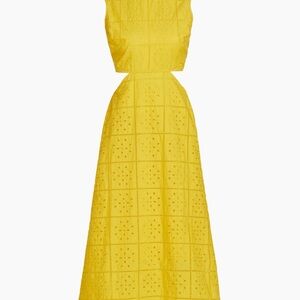 Ganni Broderie Anglaise Cotton Midi-Dress